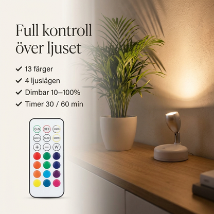 Skymning placeret under en plante med varmt lys opad